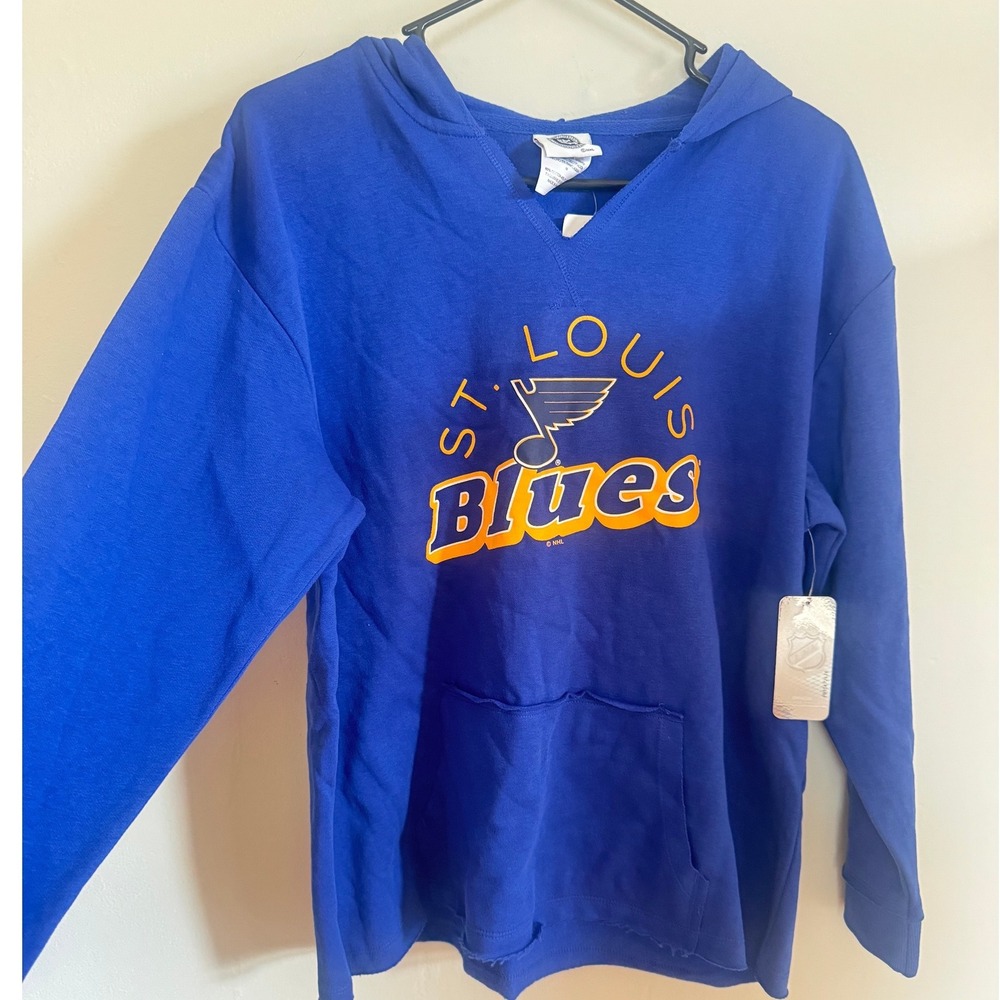 NHL St. Louis Blues Hoodie Mens Medium Blue V-Neck Sweatshirt New With Tags